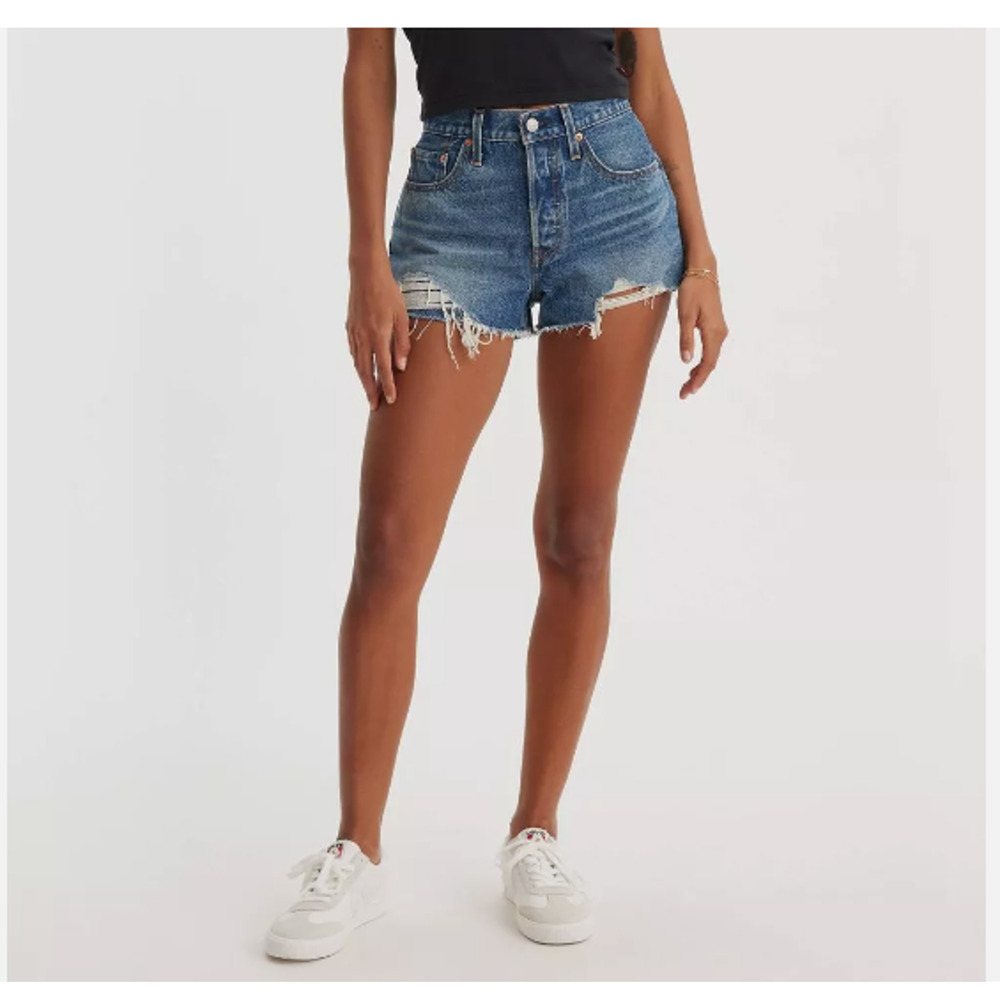 Levi's Women High Rise Denim Jean Shorts Regular Fit 3" Heavyweight Sz 28 US 6